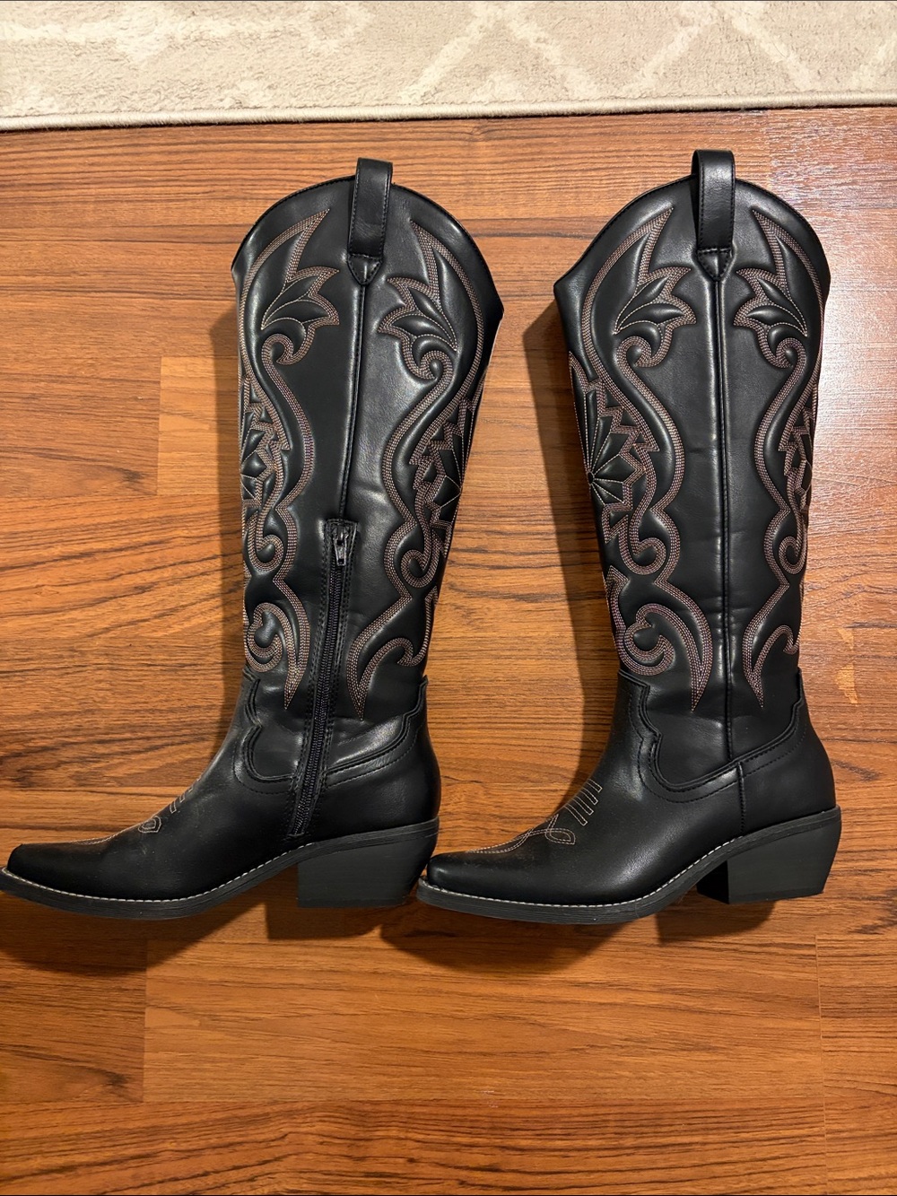 wild fable Black Western Knee-High Heeled Boots Size 7